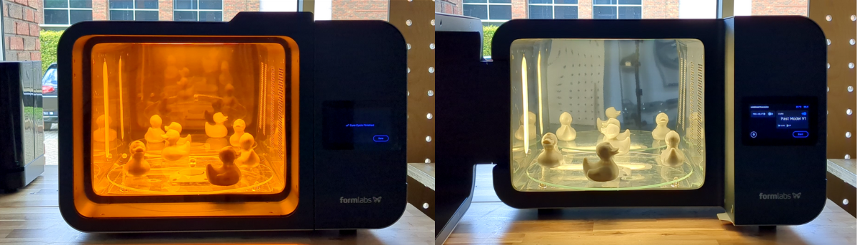 3D printed ducks in curing station